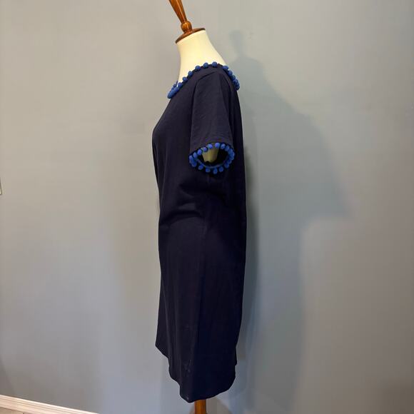 BODEN navy blue Bridget Pom Pom shift dress, Size 12 - Picture 4 of 7